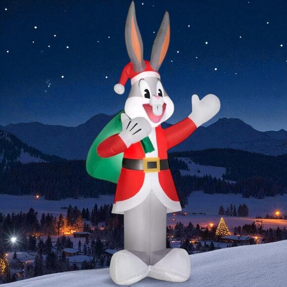 6 ft Bugs Bunny Looney Tunes LED Light Up Christmas Inflatable Space Jam NEW! - Picture 3 of 9